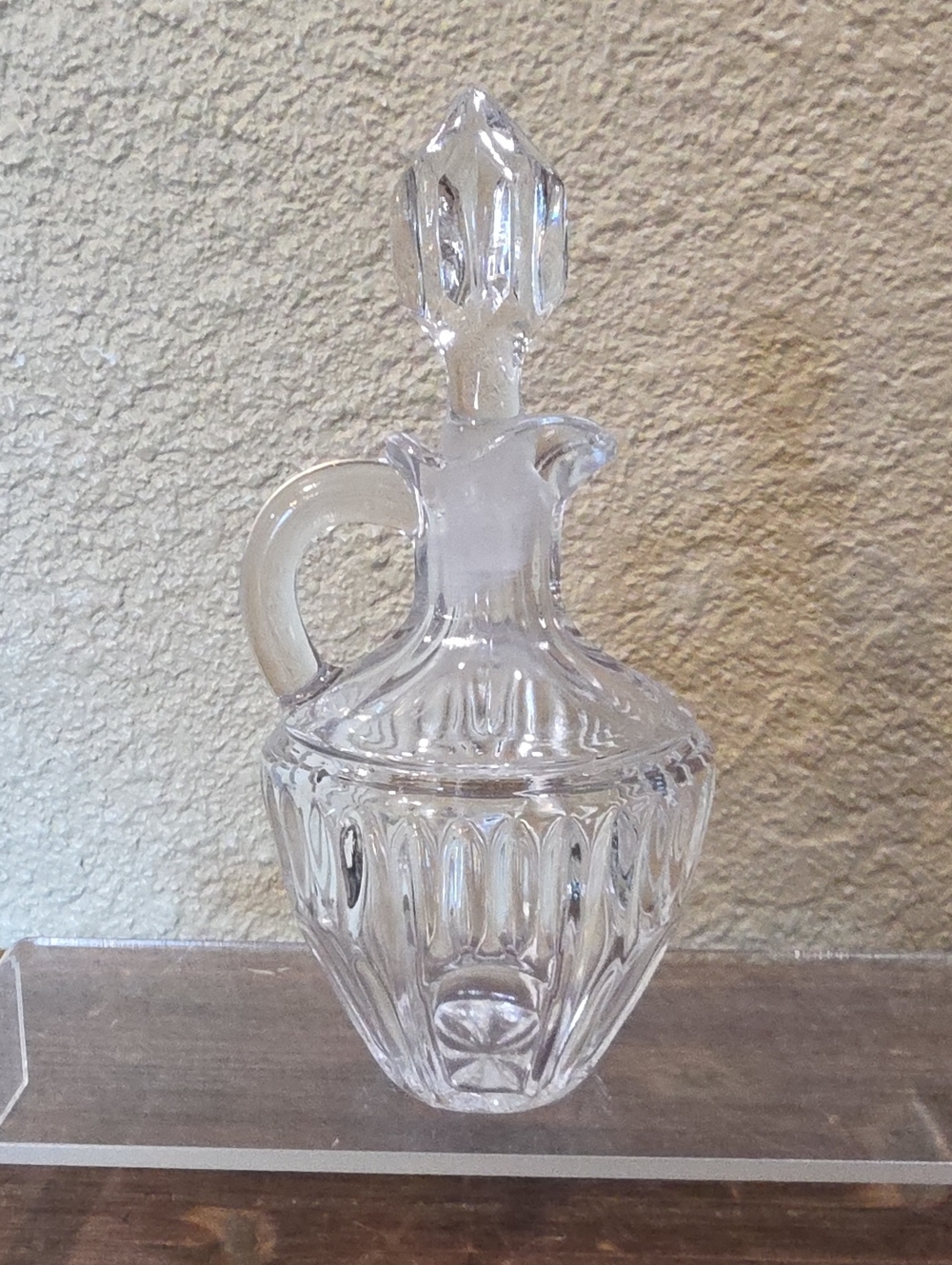 Vintage Princess House Vertical Thumbprint Crystal Cruet & Stopper 5.75" MCM